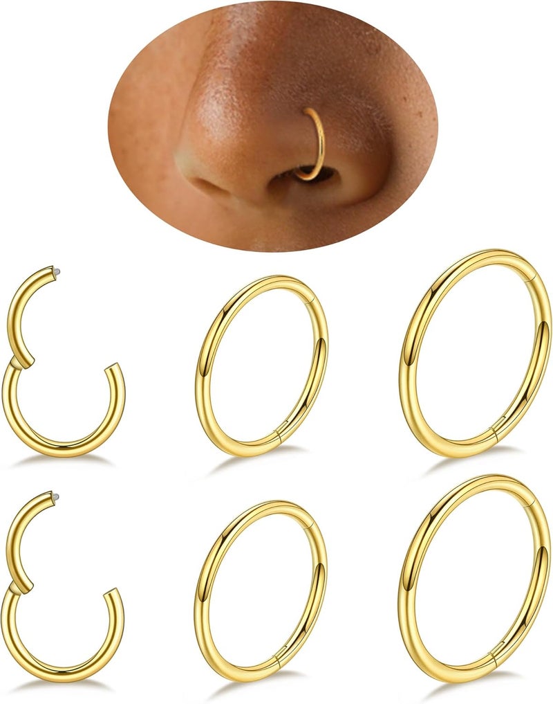 Leocuci Store خواتم أنف للنساء مع حلقات أنف مزينة بالذهب - Image 1
